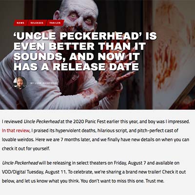 ‘UNCLE PECKERHEAD’ IS EVEN BETTER THAN IT SOUNDS, AND NOW IT HAS A RELEASE DATE